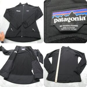 Patagonia Jacket Womens Medium Black Softshell Flex Full Zip Crosstrek Zoom Logo